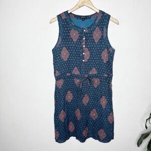 Lucky Brand Teal Pink Sleeveless Tie Waist Dress Women's Medium Modal Boho